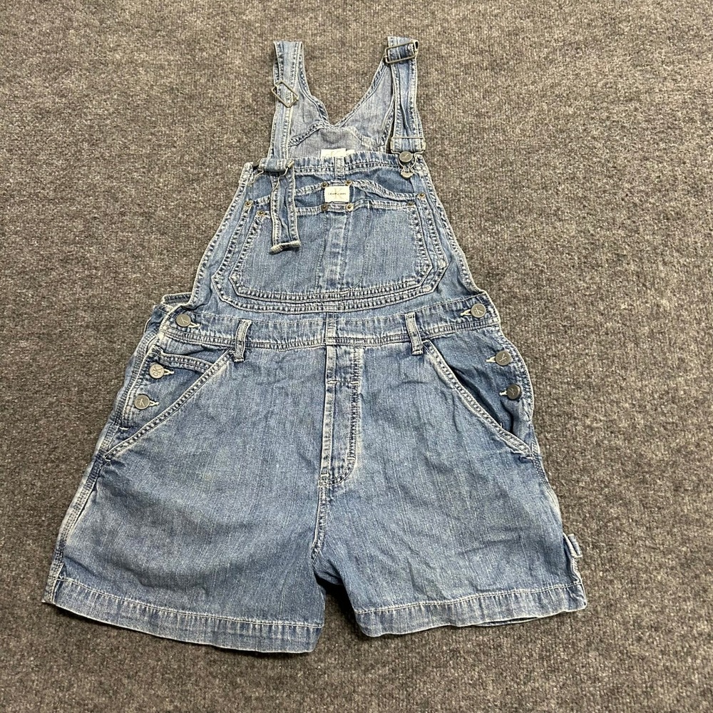 Calvin Klein Jeans Shortalls Womens Size M Blue Denim Cotton Casual Overalls